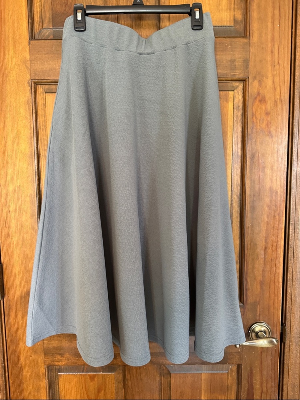White Mark Gray Flared Midi Skirt, L